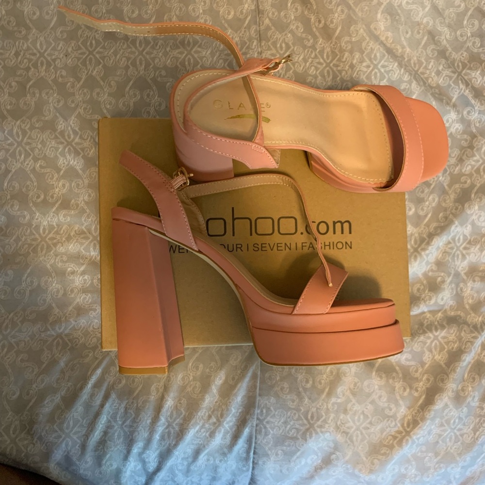 Pink chunky heels